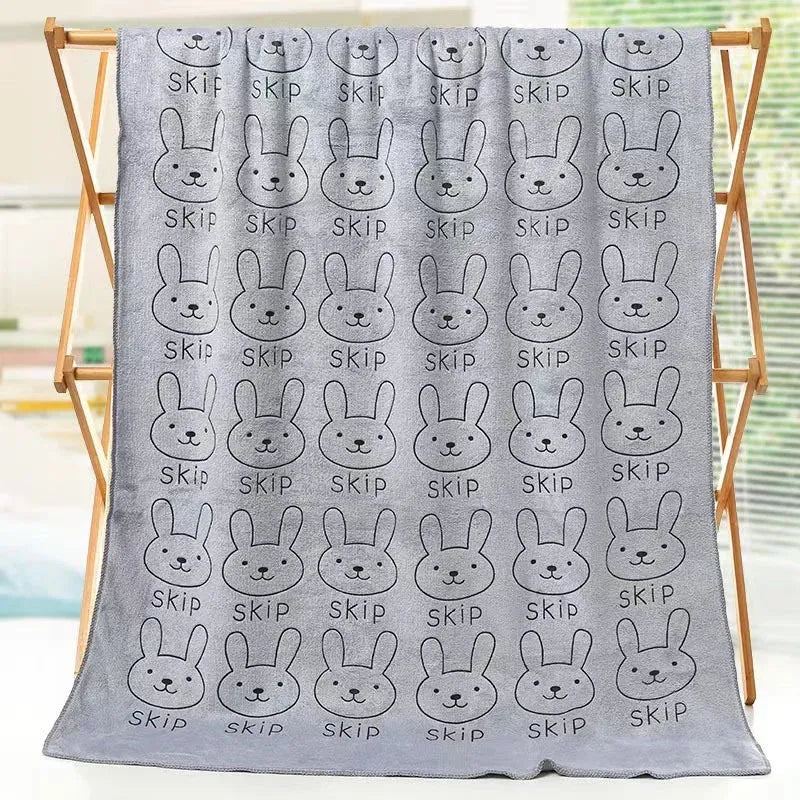 70*140cm Rabbit Microfiber Bath Towel Cute Kawaii Large Soft Baby Kids Boy Girls Women Towels Beach Swimming Absorbent Quick Dry