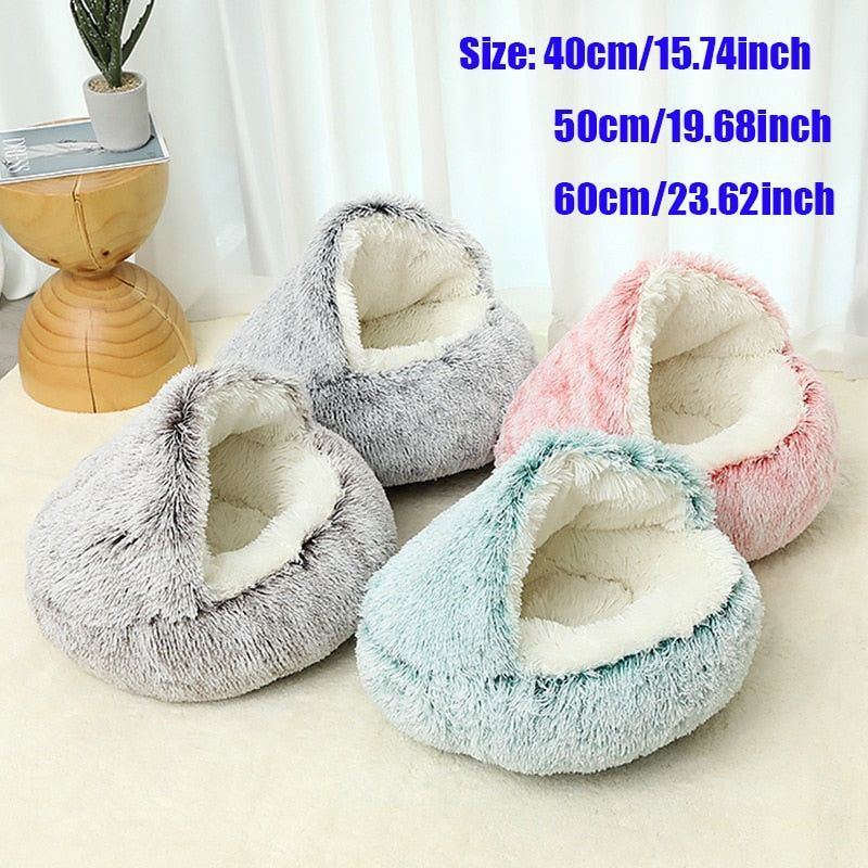 New Pet Bed Winter Soft And Comfortable Warm Shell Semi-enclosed Cat Mattress Cute Pet Cat Bed Kennel Dog Sleep Protector