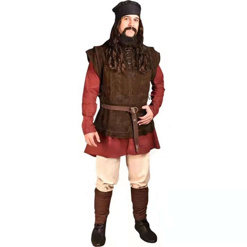 Cosplay Men'S Halloween Costume For Role-Playing Games Adult Clothing Party Dress Pirate Hunter Medieval European Viking Outfit