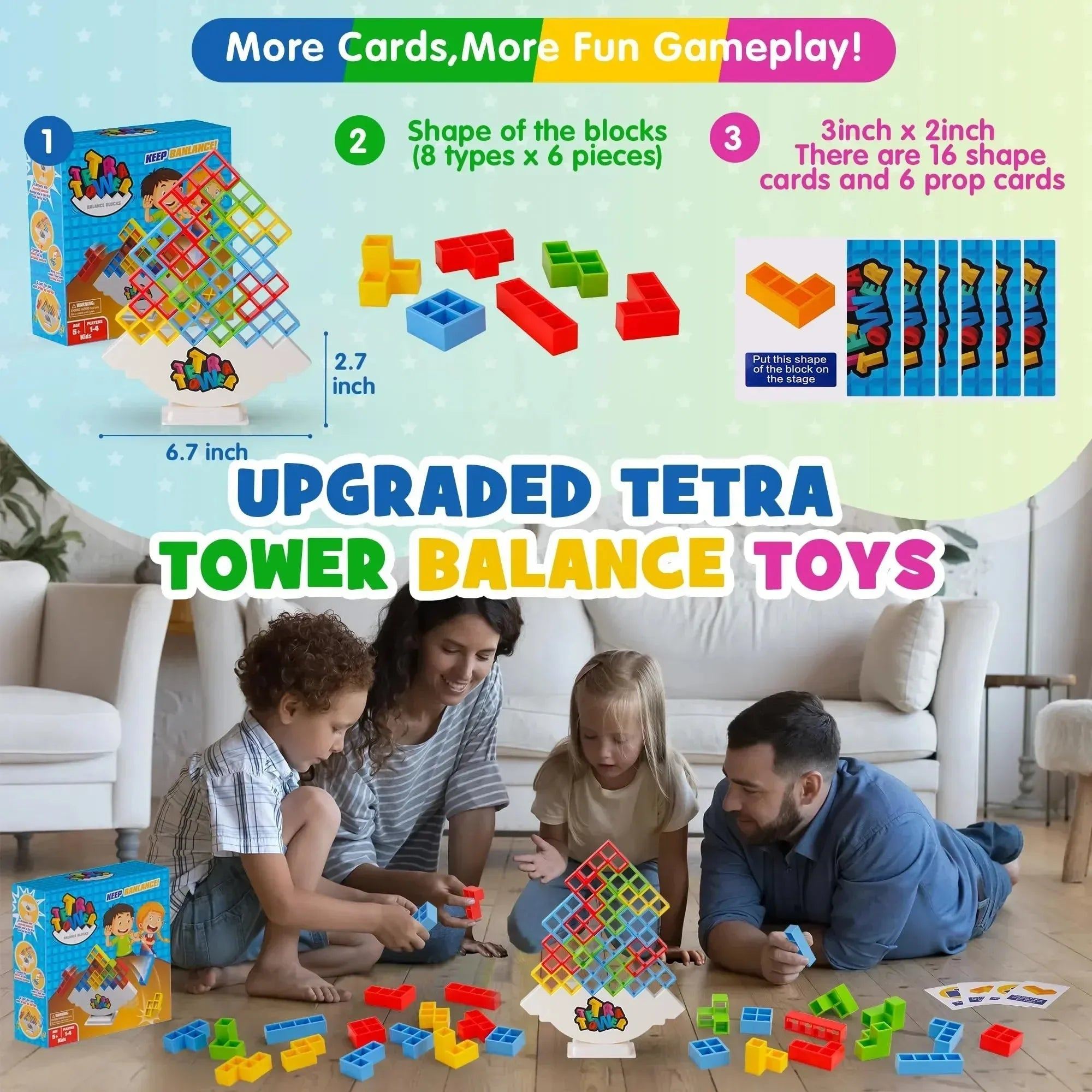 Building Block Brick Toy Balance Stacked Tetra Tower Game