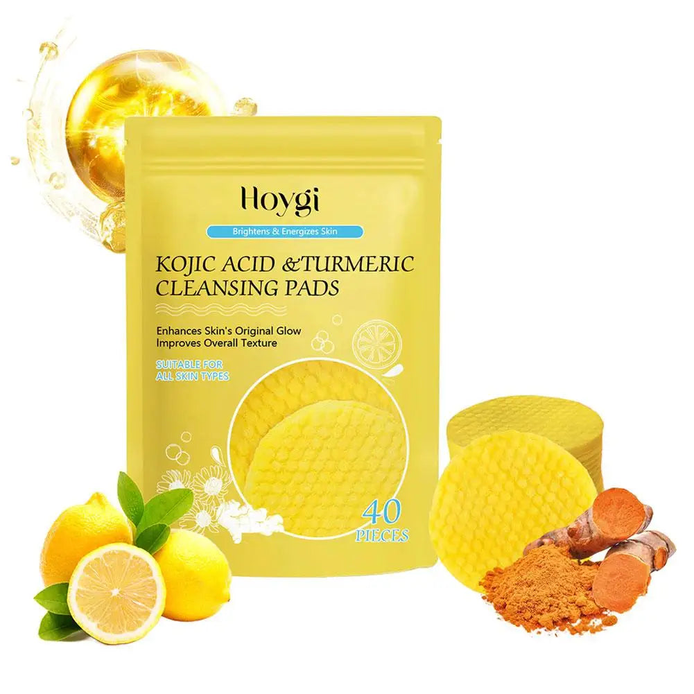 40/50pcs Kojic Acid Turmeric Cleansing Pads Curcuma Longa Root Facial Sponges Exfoliating Pads Daily Cleansing Skin Care Product