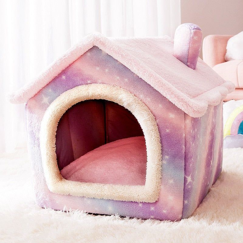 Foldable Cat House Winter Warm Chihuahua Cave Bed Cat Basket for Small Dogs Warm Mat Kennel Puppy House Deep Sleep Pet Supplies