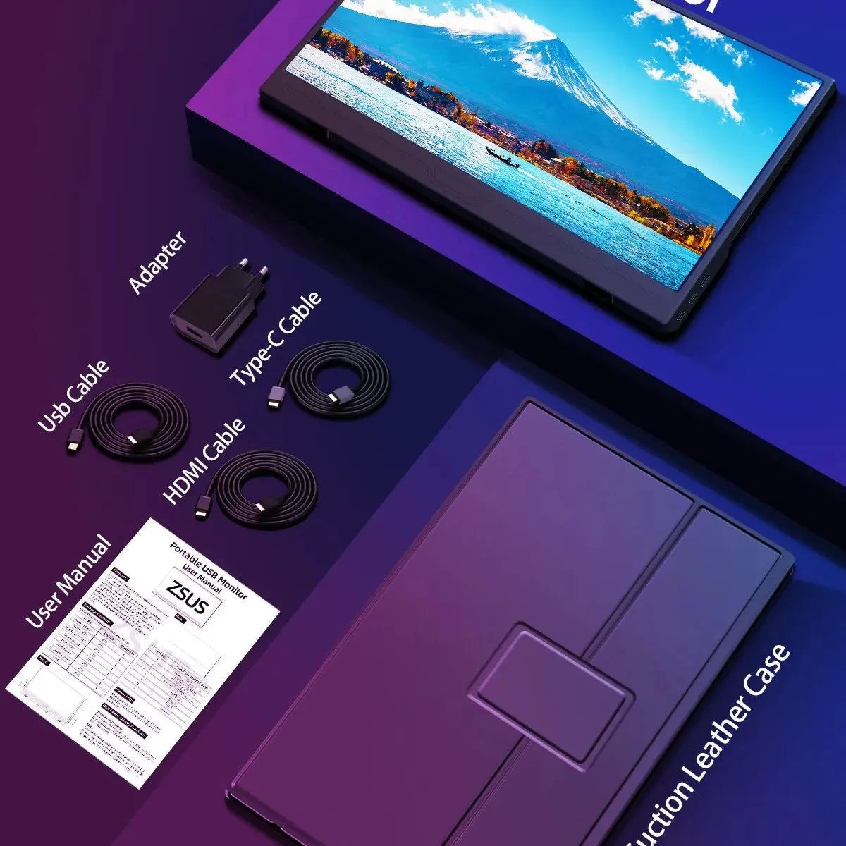 ZSUS 15.6-Inch Portable Monitor Touchscreen 1920*1080 HDR Low Blue Light For XBox PS4/ 5 Switch Loptop Cell Phone PC Extension