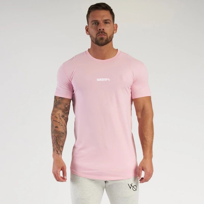 Men's T-shirts Cotton round neck slim Gym Sports Fitness T-Shirt Fashion Men's Clothing