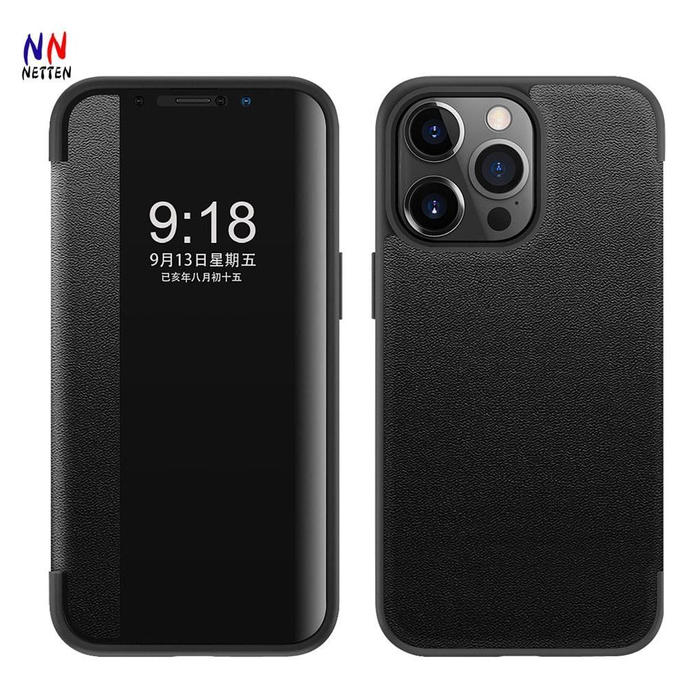 Smart View Flip Cover Leather Phone Case for iPhone 15 13 12 11 14 Pro Max mini 14 Plus 7 8 XR XSMAX Cover Funda - Jointcorp