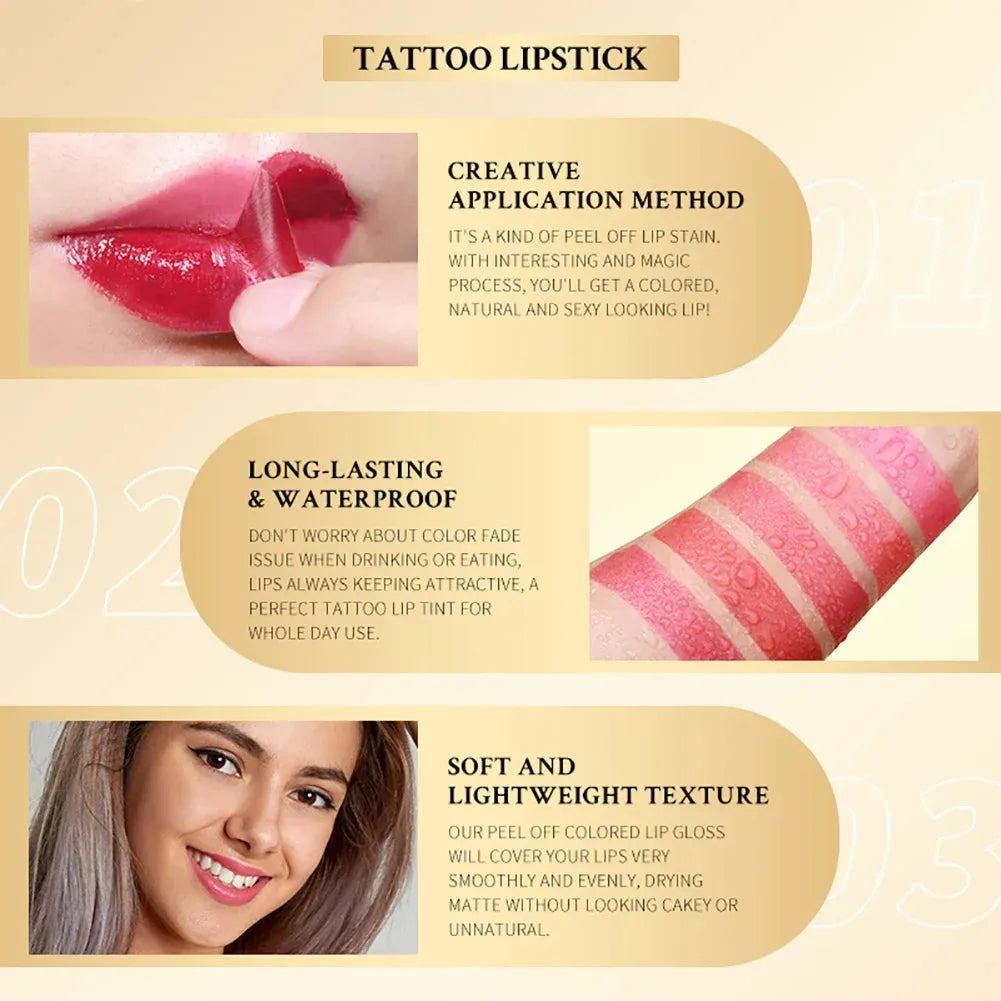 5 Colors Peel Off Liquid Lipstick Waterproof Long Lasting Lip Gloss Tint Tear Off Amazing Lip Tattoo Women Makeup Cosmetic