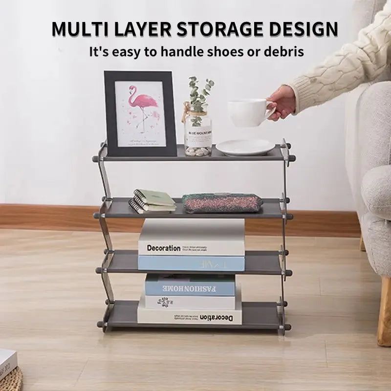 Simple Shoe Rack Organizer Cabinets Shoe Box Storage Layered Assembly ZType Shoe Hanger Space Saving for Household and Dormitory