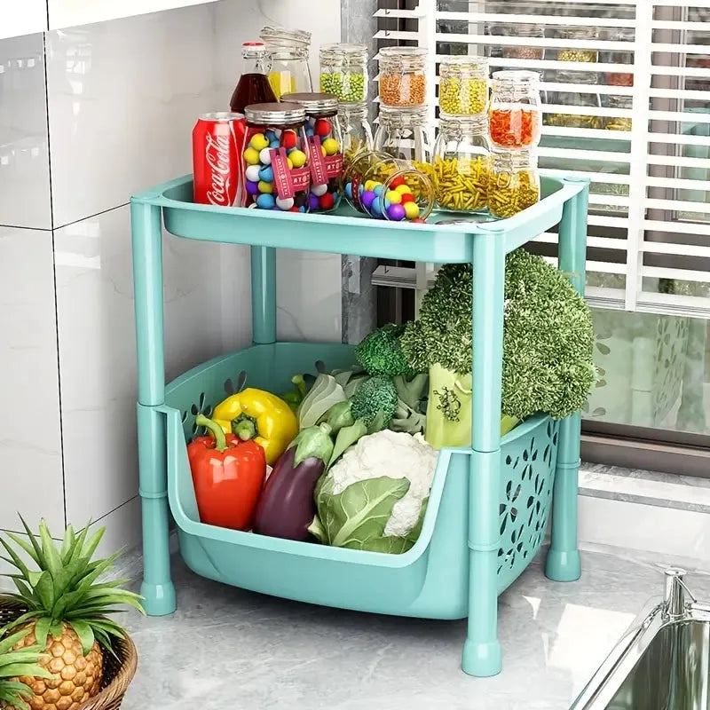 Kitchen Storage Rack Floor Mounted Multilayer Fruit And Vegetable Basket Household Removable Snack Toy Storage Artifact
