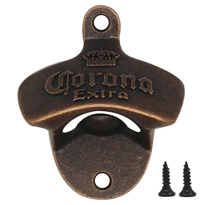 1PC Vintage Beer Bottle Opener Creative Wall Mounted Fixed Beer Bottle Opener Corona Zinc Alloy Bottle Opener