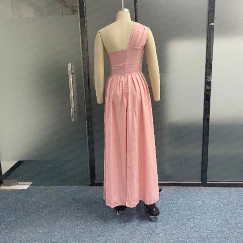 Women Maxi Dress Fashion One Shoulder Sleeveless