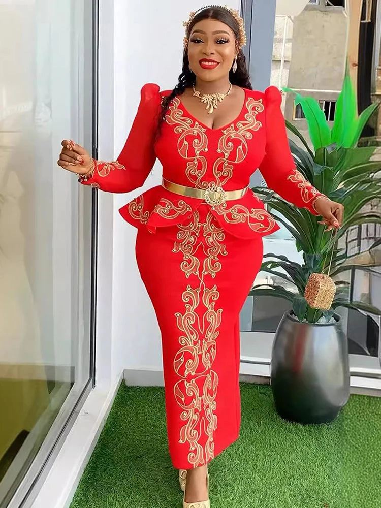 Party Dresses For Women 2024 Prom Dress African Turkey V-neck Maxi Robes Wedding Birthday Gowns Dubai Muslim Abayas Clothing