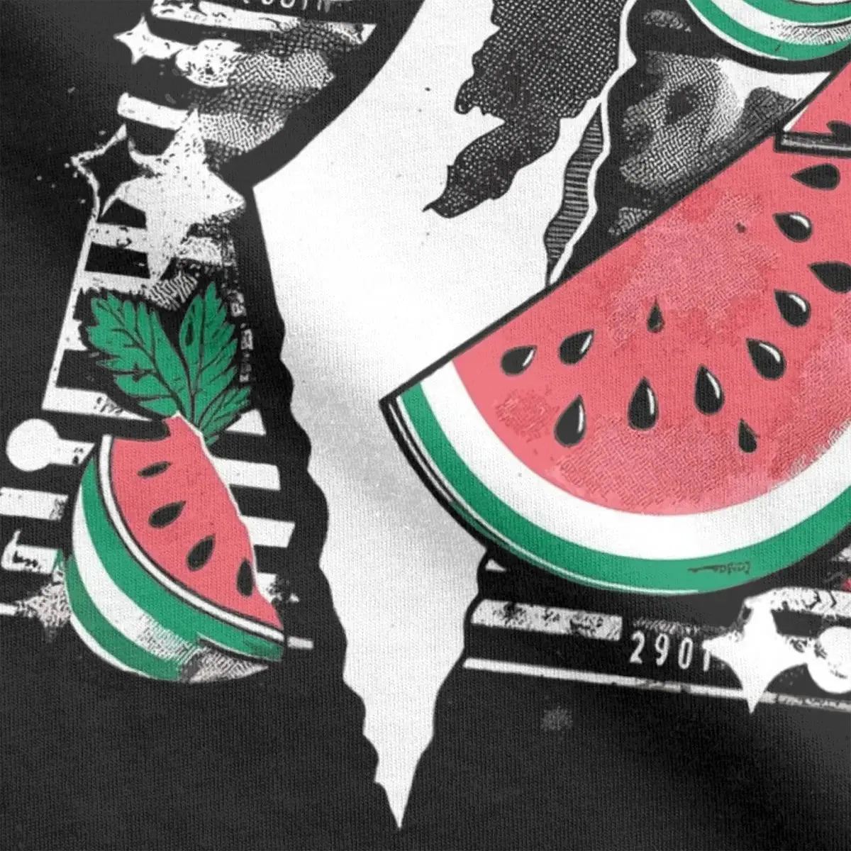 Watermelon Palestine Palestinian T Shirt for Men 100% Cotton Casual T-Shirt Round Collar Tee Shirt Short Sleeve Clothes Printed