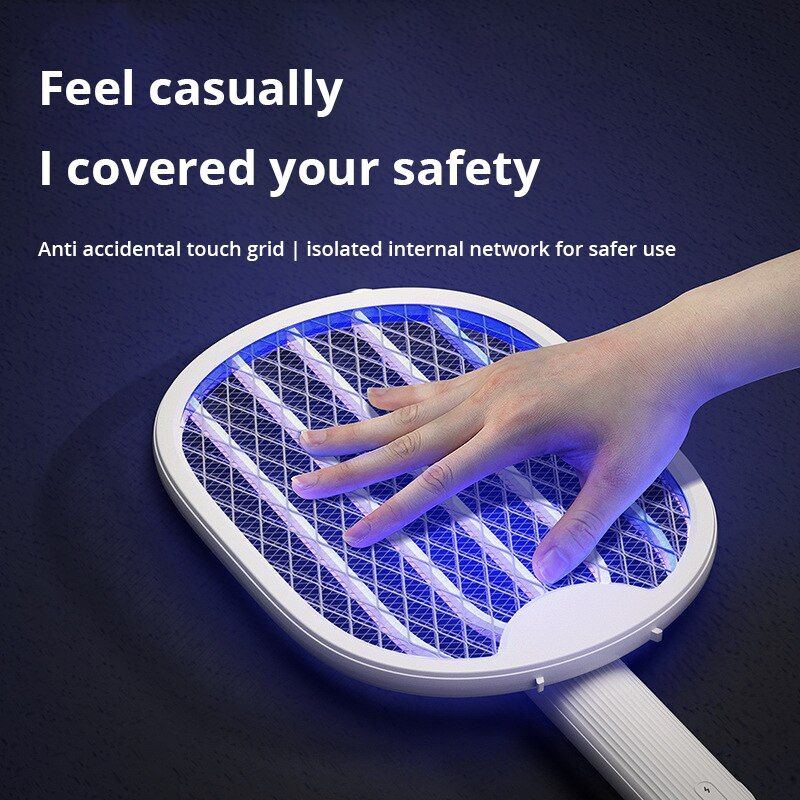 New Mosquito Killer Lamp USB Rechargeable Electric Foldable Mosquito Killer Racket Fly Swatter 3000V Repellent Lamp