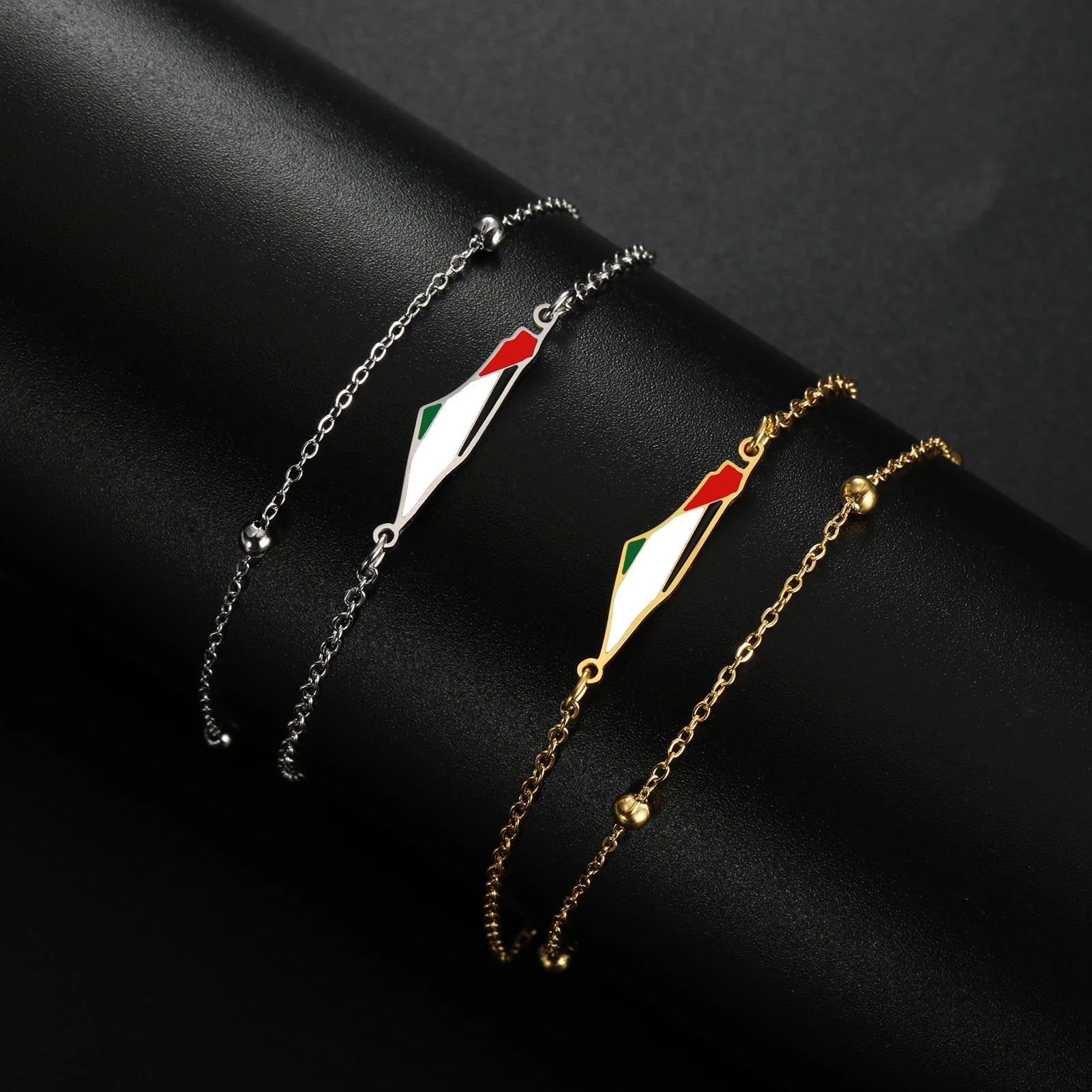 COOLTIME Palestine Map Bracelet Stainless Steel Adjustable Double Layers Chain Women Bracelets Charm Jewelry Wholesale