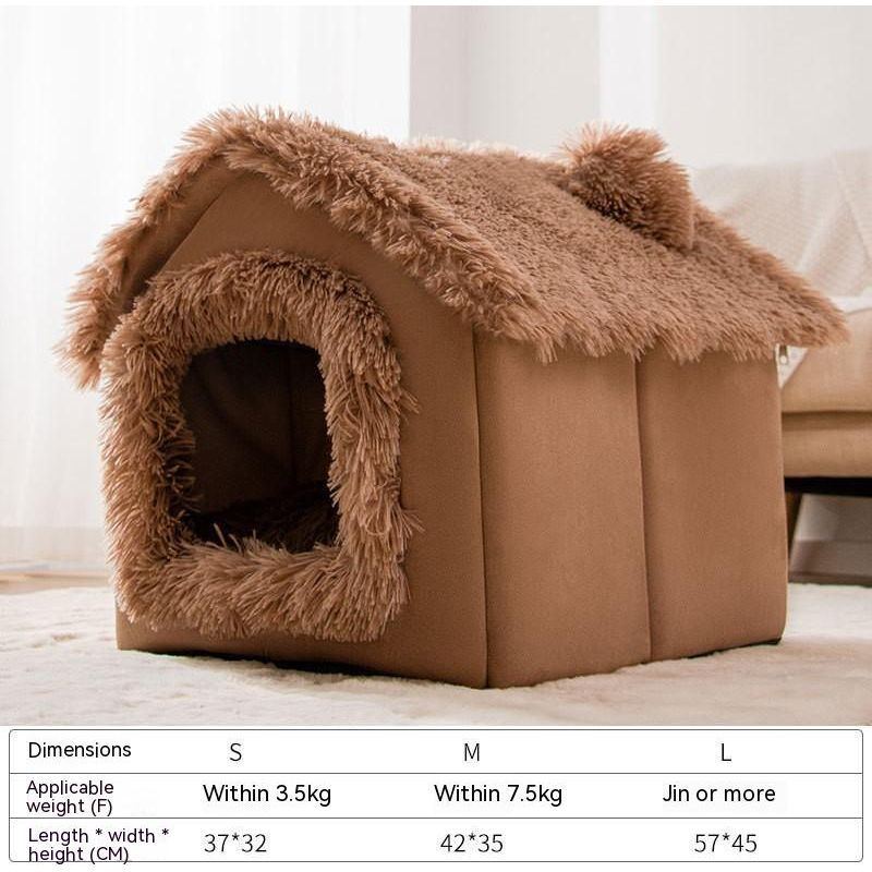 Foldable Cat House Winter Warm Chihuahua Cave Bed Cat Basket for Small Dogs Warm Mat Kennel Puppy House Deep Sleep Pet Supplies