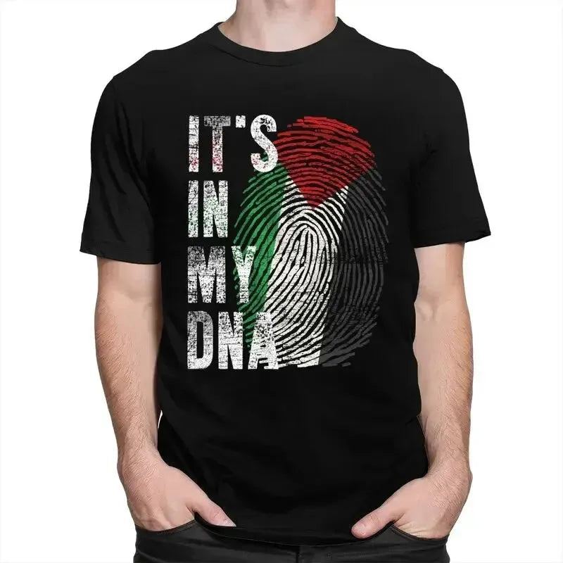 Mens Palestine T Shirts Love and Peace Short Sleeved Tshirts Cool T-shirt Summer Palestinian DNA Tee Tops Clothing for Men