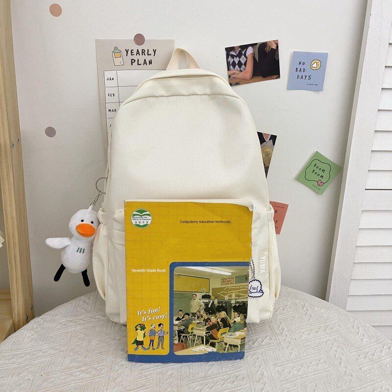 Backpack Soft Sister Solid Color Large Capacity Student Schoolbag 2022 School Season New College Students Ins Backpack