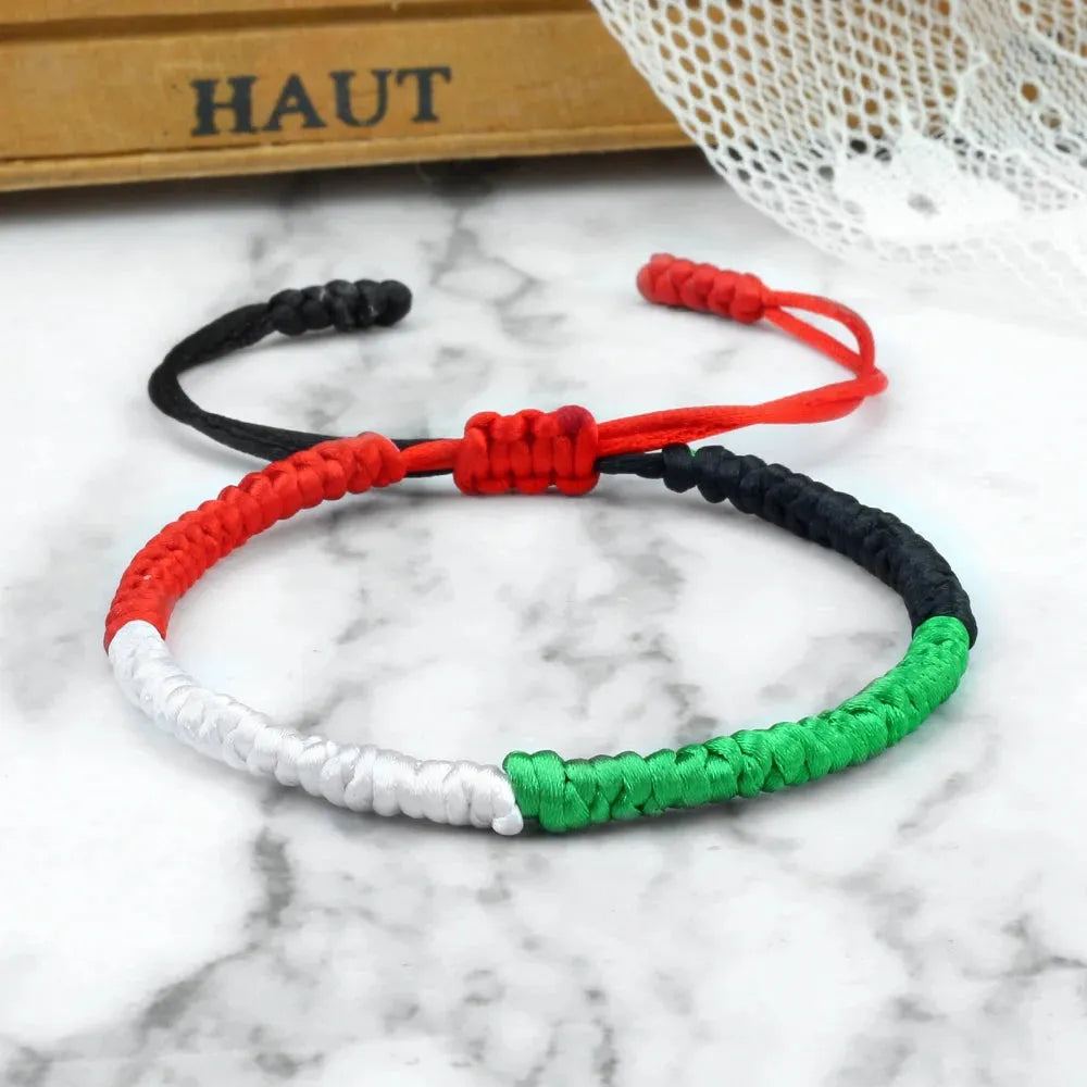 Hot Flag Color Palestine Handmade Braided Bracelet Middle Eastern Country Kuwait Qatar Mixed Colors Bracelets Jewelry Men Women