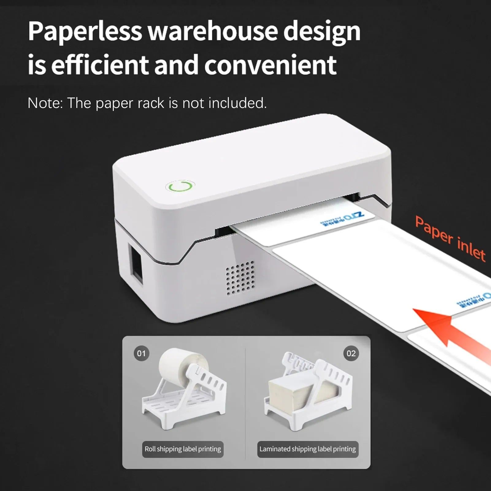 80mm USB Shippting Label Printer Auto Cutter Desktop Direct Thermal Printing Wired Connection Support 1D 2D Barcode for Shipping