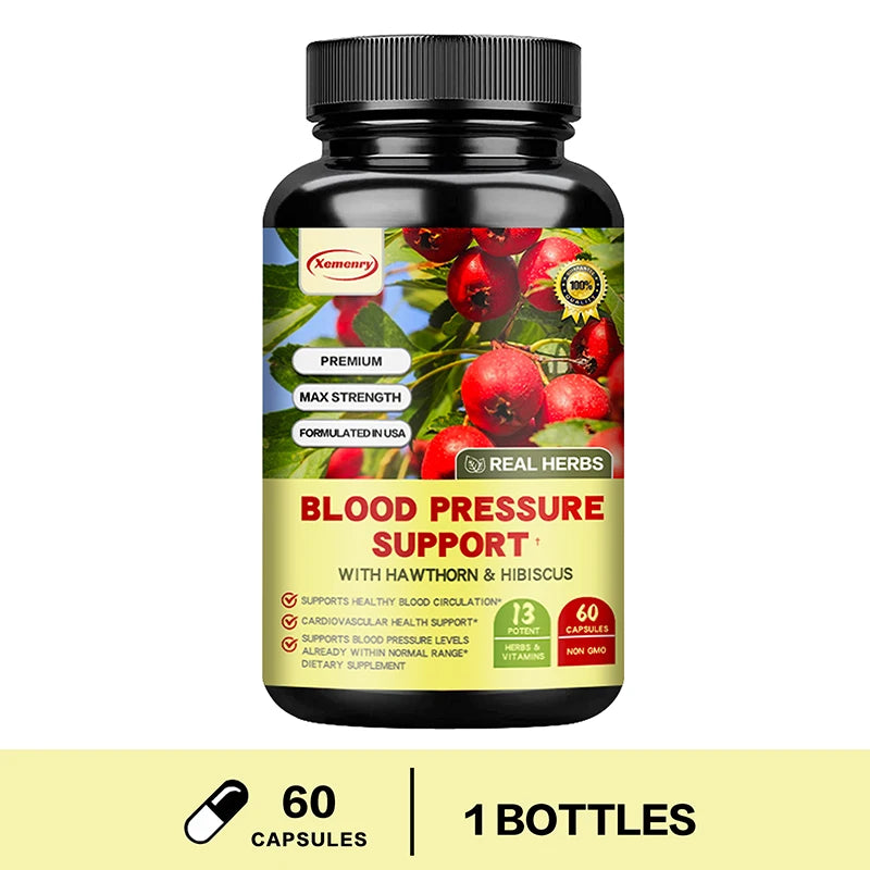 Blood Pressure Support - with Hawthorn & Hibiscus - Supports Cardiovascular Health and Promotes Blood Circulation