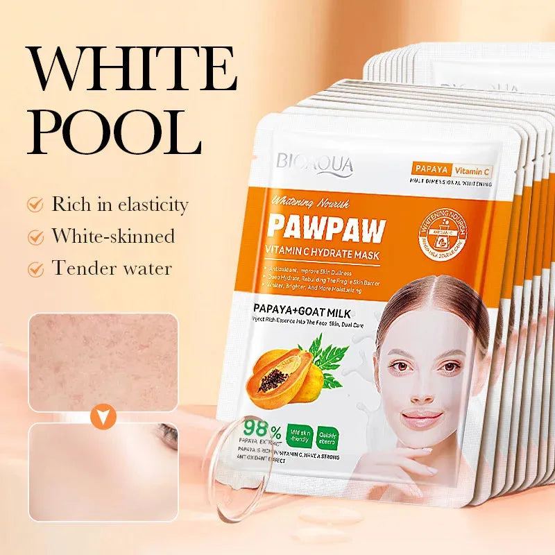 12pcs Pawpaw Vitaminc Hydrate Mask Moisturizing Sheet Masks Anti-Wrinkle Hydrating Skin Care Facial Mask Beauty Korean Cosmetics