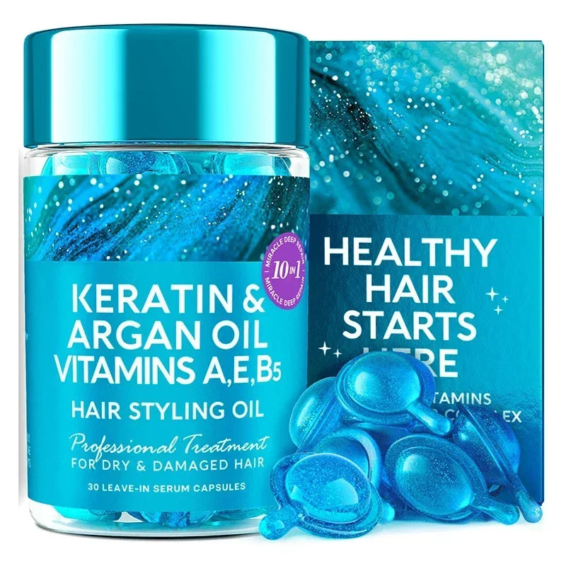 Hair keratin oil vitamin capsules Repair Curly Hair Damage Essential Oil Anti Hair Loss Essence Silky Deep Moisturizing Hair New