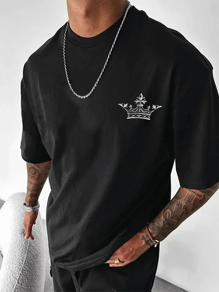 2024 Summer New Casual O Neck Cotton Tees Men Vintage Gothic Printed T Shirts For Men Harajuku Short Sleeve Pullover Tops Male