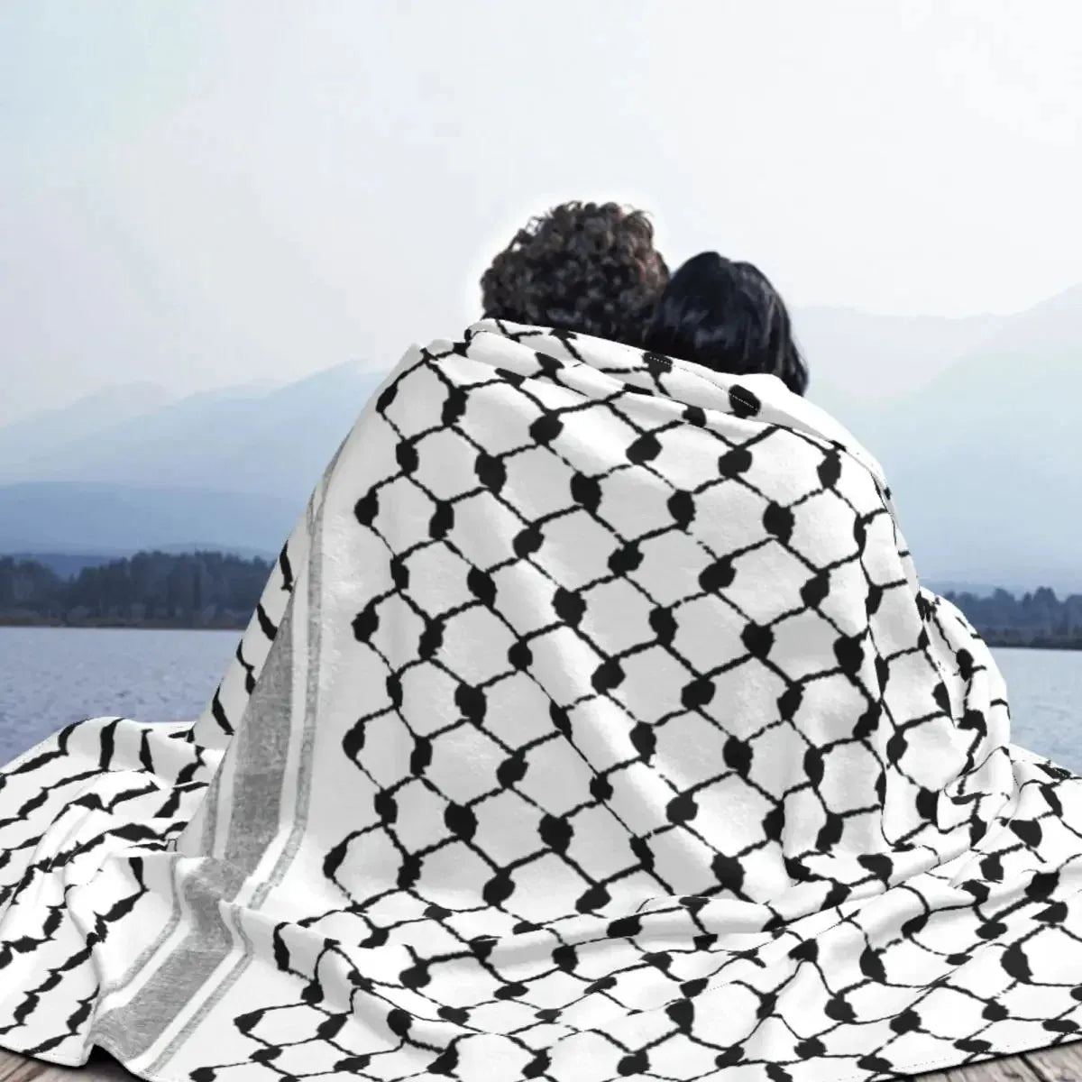 Palestinian Hatta Kufiya Folk Pattern Blankets Coral Fleece Plush Palestine Arabic Keffiyeh Throw Blanket for Bed Car Rug Piece