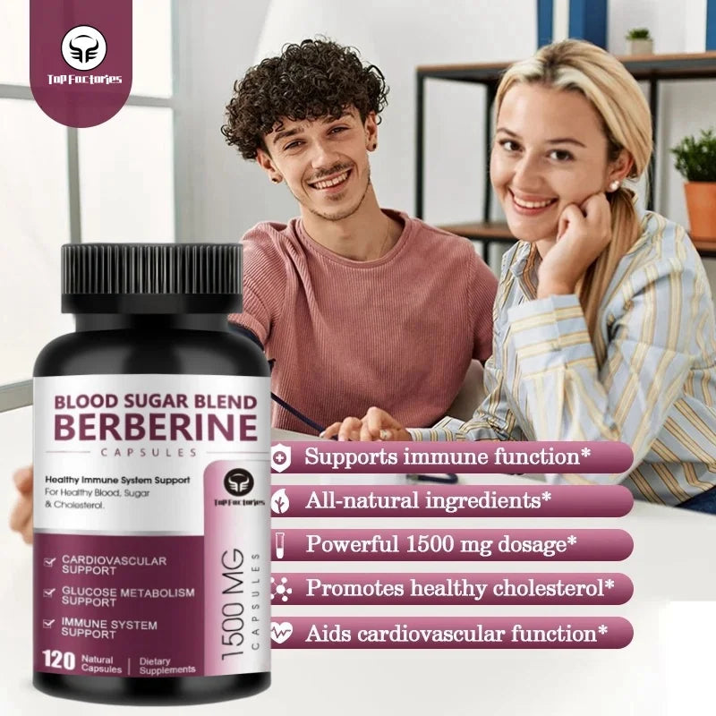 Berberine Supplement 1500mg Support Cardiovascular, Blood Pressure & Sugar High Potency with Ceylon Cinnamon, Turmeric Vegan