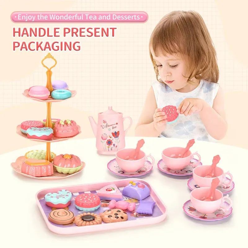 Toy Tea Set for Little Girls.Tea Party Set Toys for Kids Girls Pretend Play Snack Toy.Toddler Afternoon Tea Sets Toys