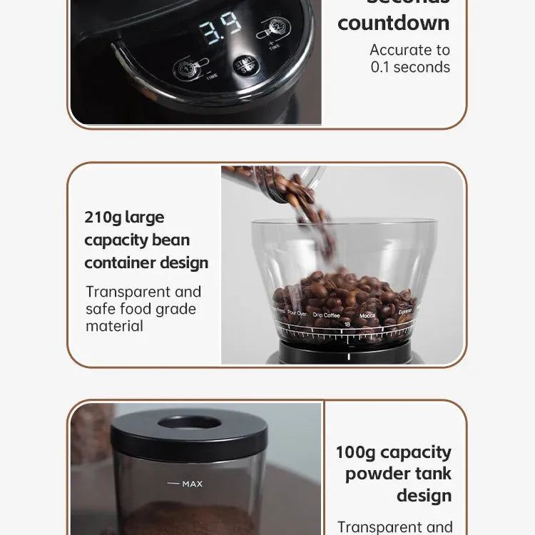 HiBREW Automatic Burr Mill Electric Coffee Grinder with 34 Gears for Espresso American Coffee Pour Over Visual Bean Storage G3