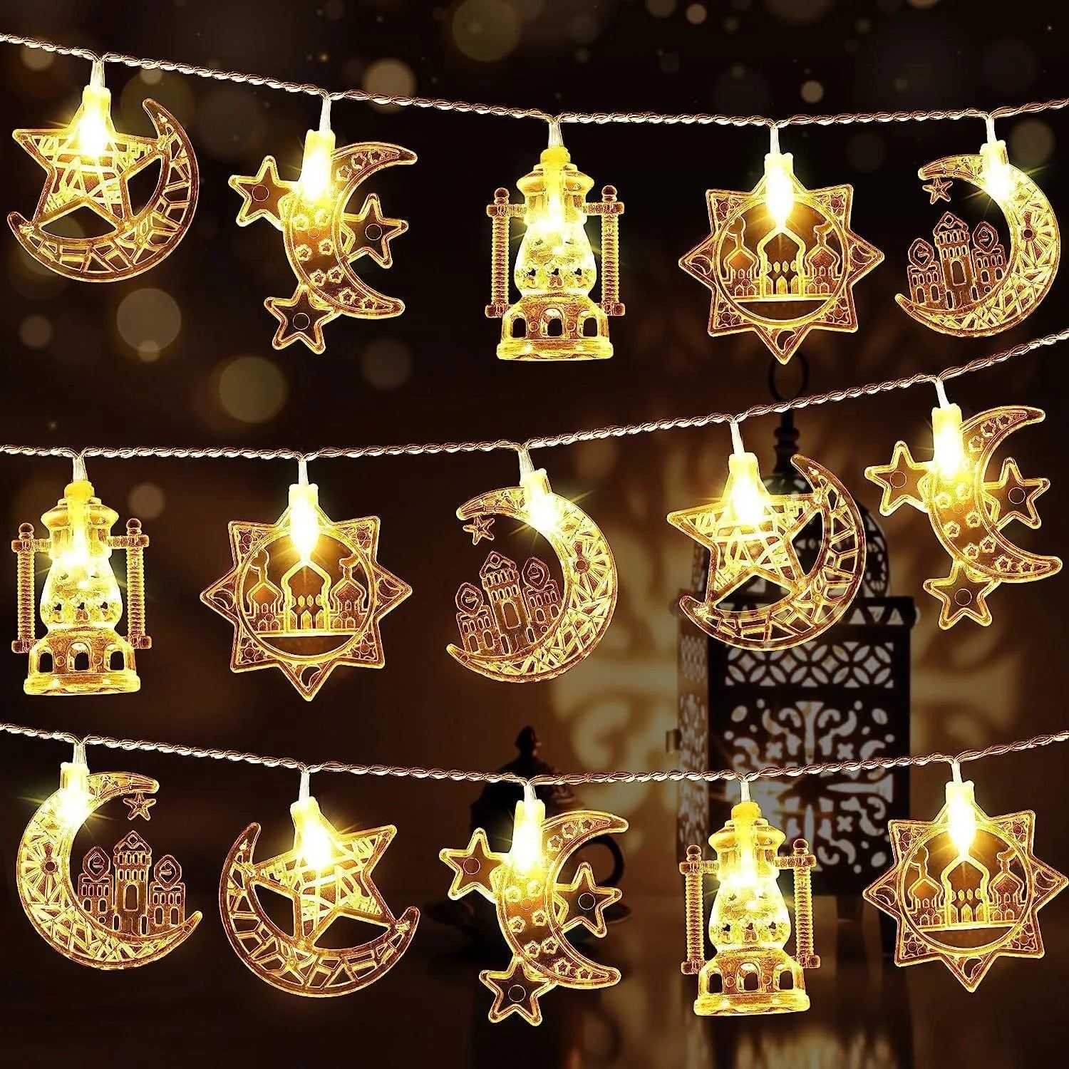 3M 20led Eid Mubarak Star Moon Led String Lights Ramadan Kareem Decoration for Home 2025 Islamic Muslim Festival Party Supplies