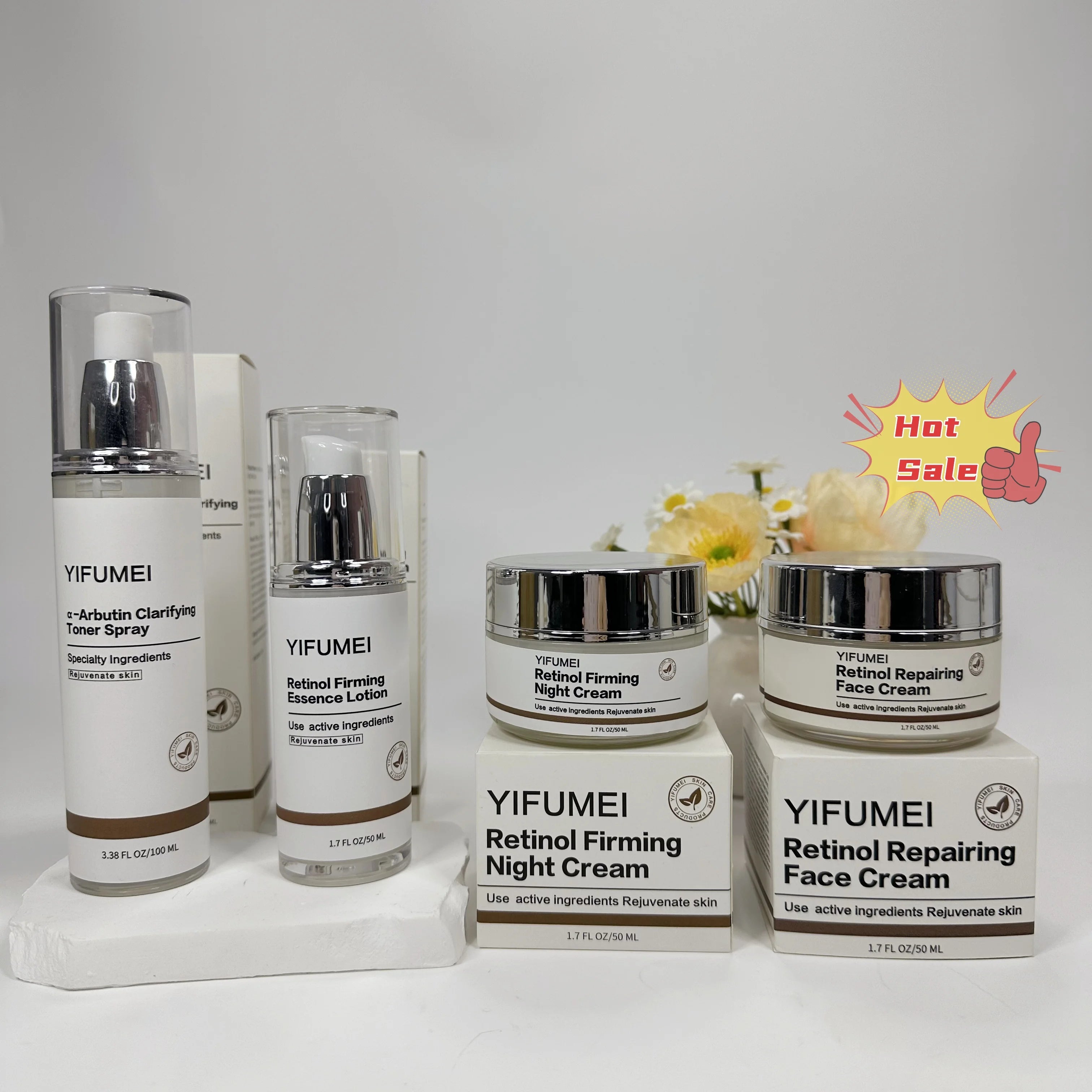 Retinol Arbutin Face Set Night & Day Moisturizing Refreshing Firming Skin Care Skin Streaming Facial Cream for All Skin Types