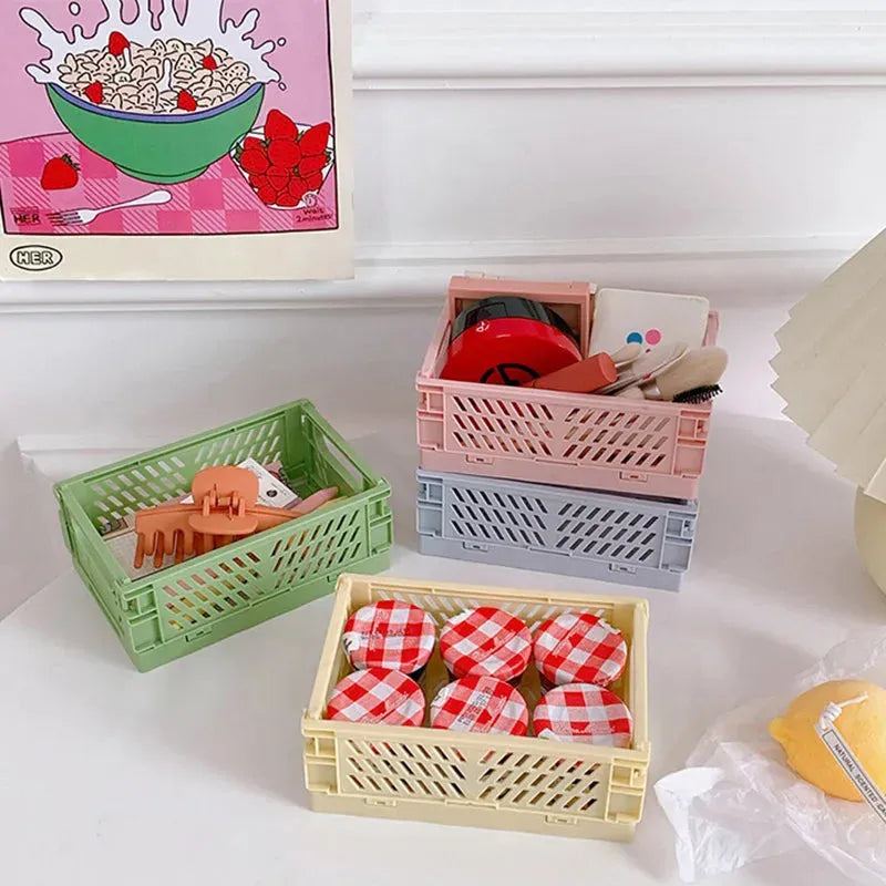 Plastic Stackable Foldable Stationary Holder Simple Cute Student Office Desktop Storage Stationery Organizer Storage Bags Basket