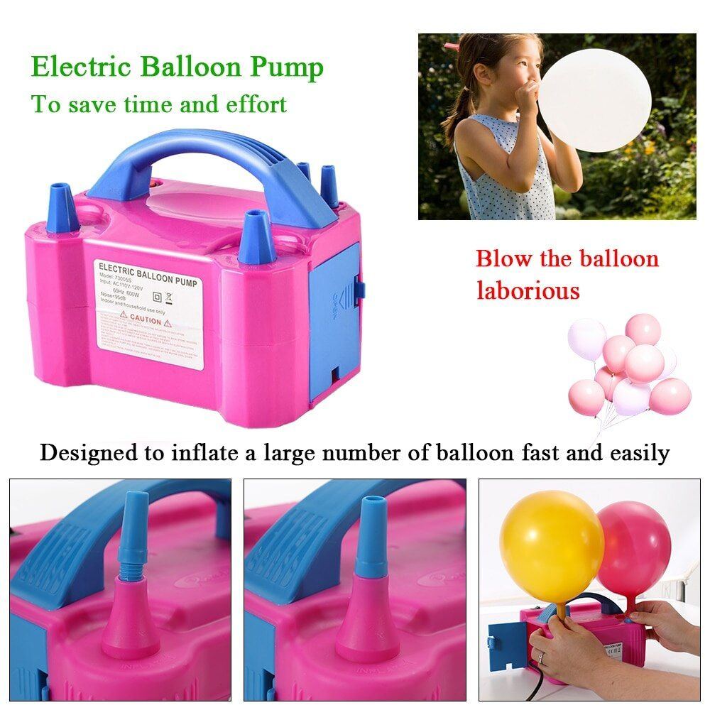 Electric Balloon Inflator Dual-Nozzle Globos Machine Air Blower for Party Balloon Arch Column Stand Inflatable