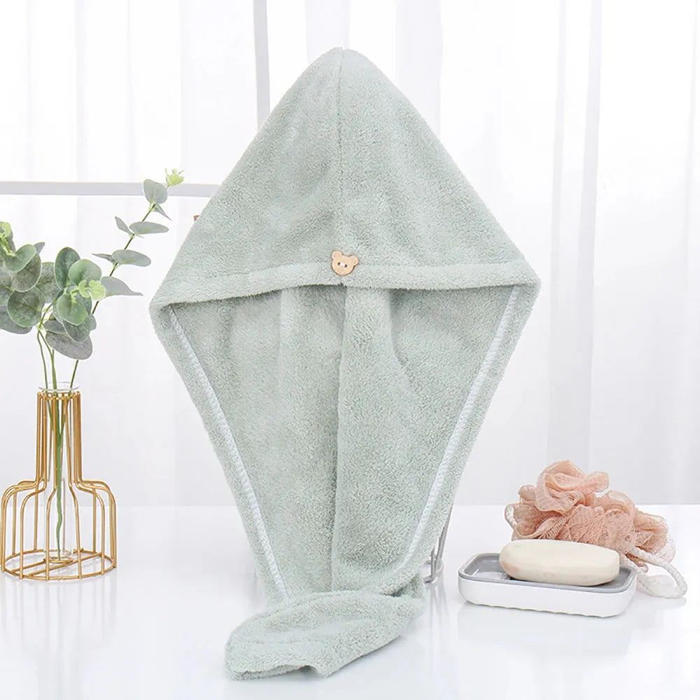 Women Hair Drying Hat Quick-dry Microfiber Hair Towel Cap Hat Bath Hats Solid Coral Velvet Super Absorption Turban Hair Dry Cap