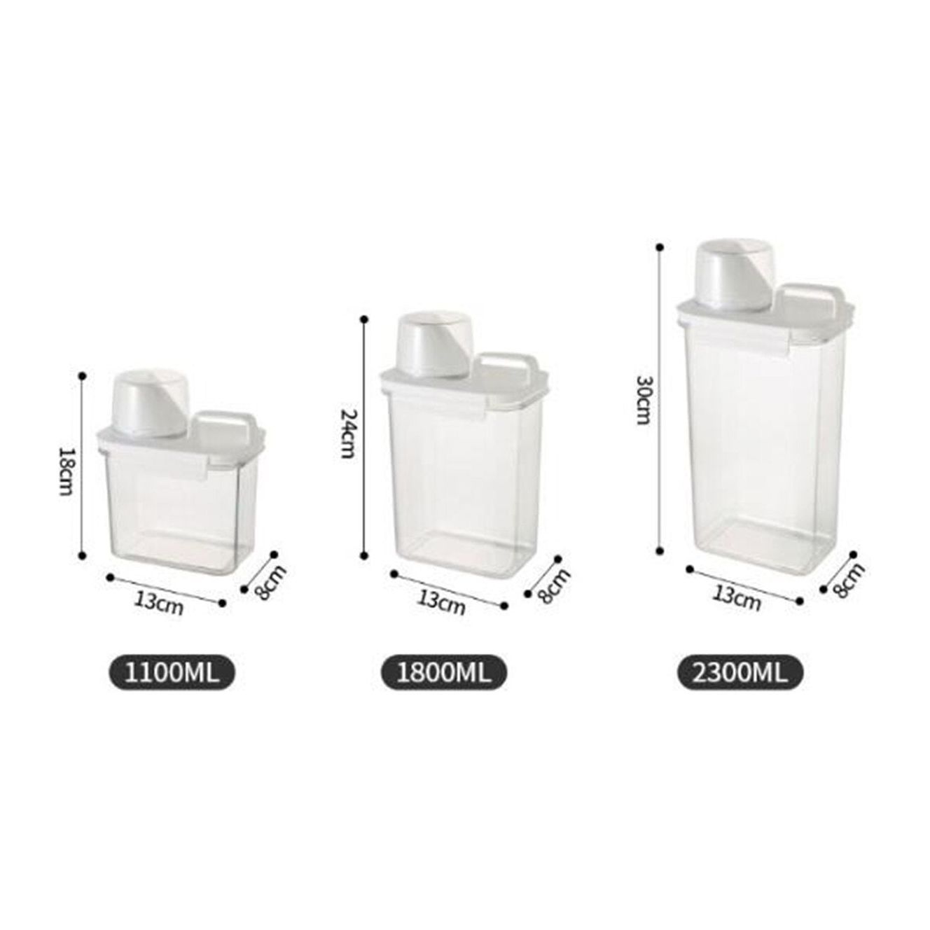 Airtight Laundry Detergent Dispenser Powder Storage Box Clear Washing Powder Liquid Container with Lids Jar