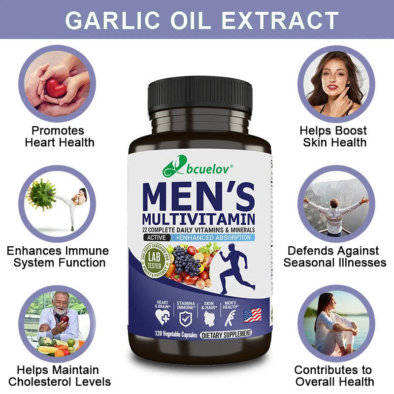 Bcuelov Men's Vitamin and Mineral Supplements - 26 Combinations To Support Overall Immune Health, Vegan