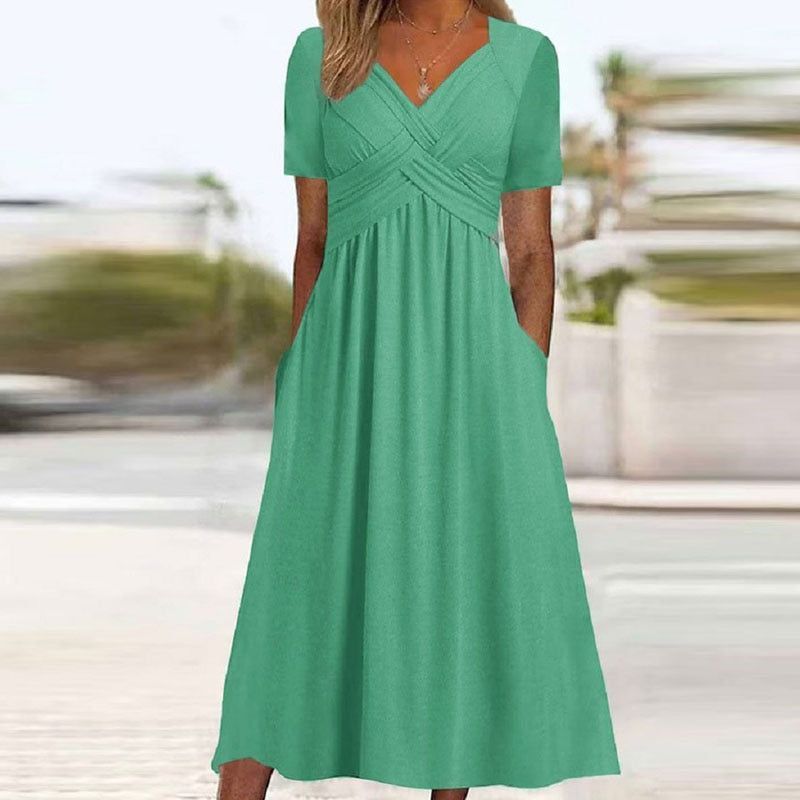 Summer Fashion Beach Short Sleeve Long Dress Women'S Elegant Vintage dresses - Jointcorp