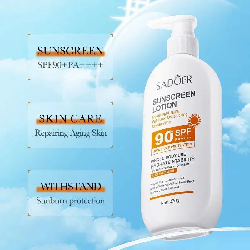 220ml SPF90+Sunscreen UV Protection Whitening Sunscreen Moisturizing Whitening Face And Body Sunscreen Skin Care Anti-Aging