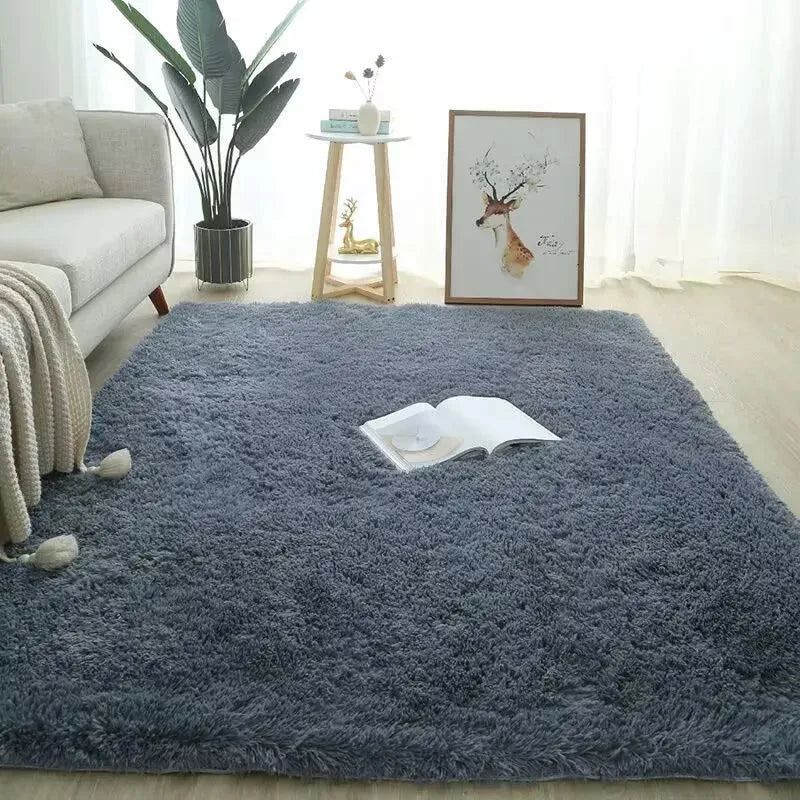 Plush Carpet Suitable For Living Room Black Soft Fluffy Carpets Bedroom Bathroom Non-slip Thicken Floor Mat Room Decoration