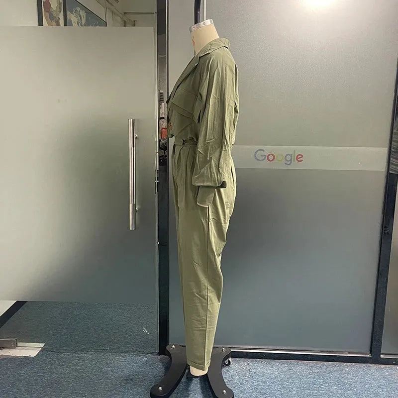 Women Two Piece Set Autumn Office Fashion Solid Lapel V Neck Long Lantern Sleeve Shirt Top Loose Pants Sets Streetwear