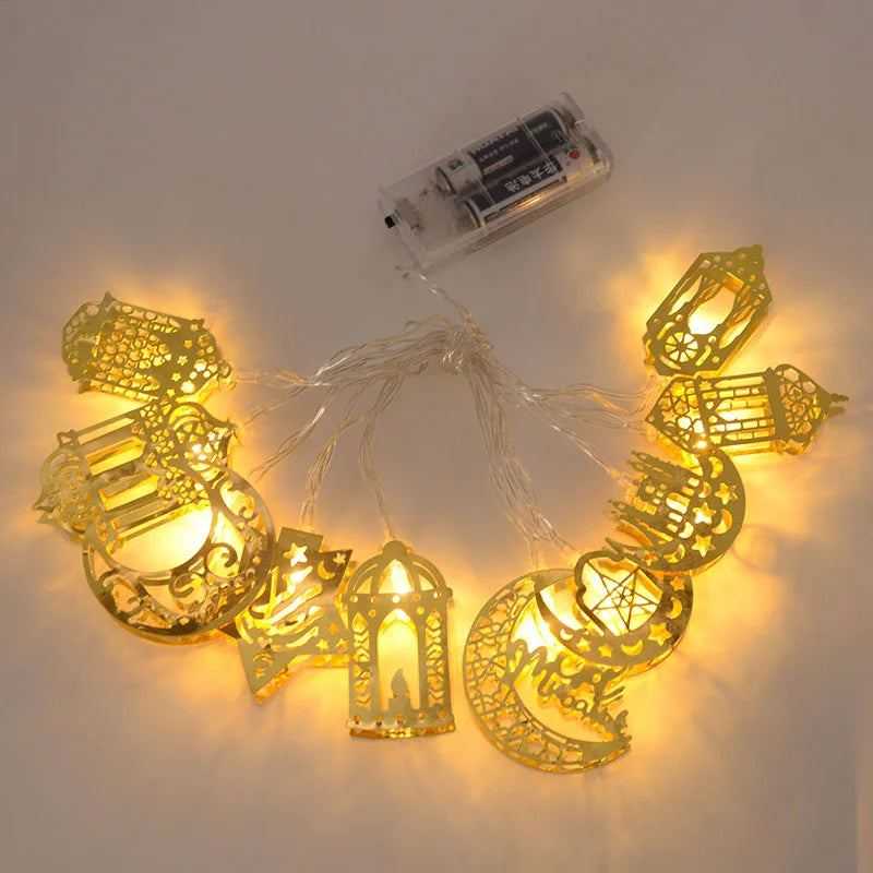 Ramadan Decoration Plastic Lantern Led String Lights Ramadan Kareem Decor Eid Mubarak Gift Al-Fitr Eid Festival Party Supplies