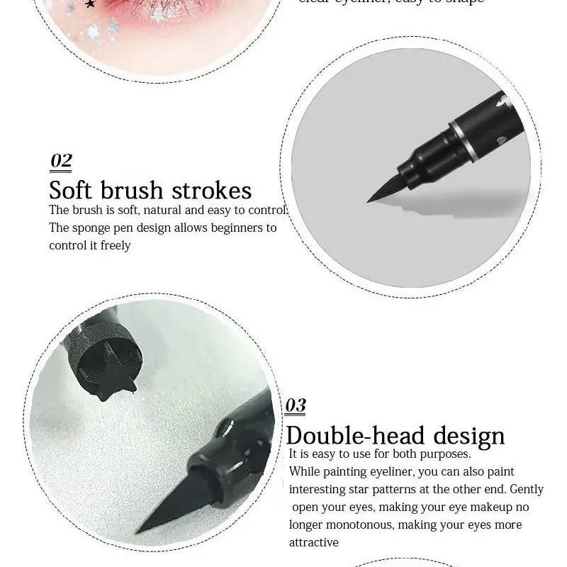Double Head Waterproof Liquid Eyeliner Moon Star Heart Shapes Tattoo Stamp Quick To Dry Eye Liner Pencil Eyelash Makeup Tool