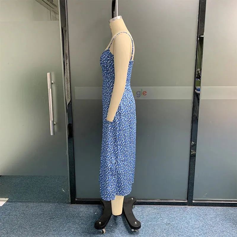 Women Maxi Dress Summer Fashion Square Neck