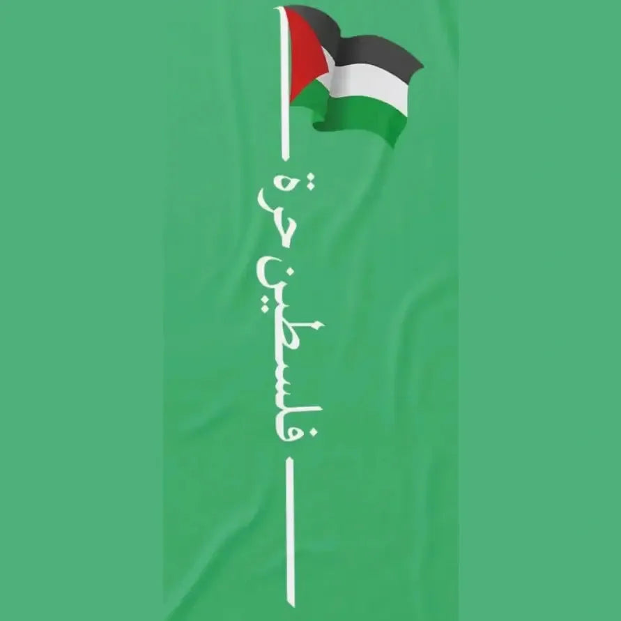 Palestinian Flag Arabic Font Flagpole Palestine T-Shirt 100% Cotton O-Neck Summer Short Sleeve Casual Mens T-shirt Size S-3XL