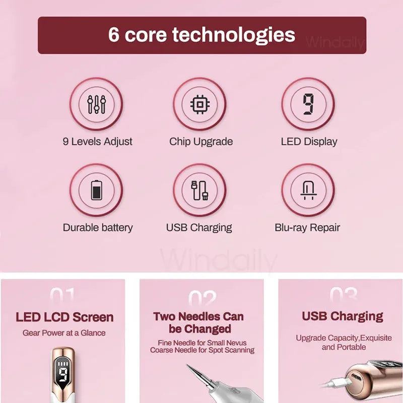 LCD Laser Plasma Pen Skin Tag Remover Kit Freckle Black Dot Papilloma Warts Mole Pimples Tattoo Remaval Beauty Care Tool Device