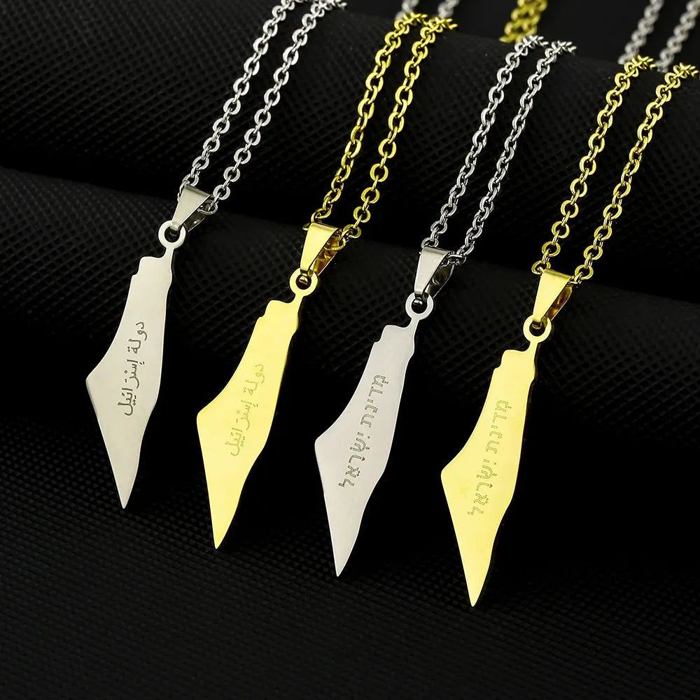 Fashion Palestine Map Pendant Necklace Stainless Steel Palestinians Maps Jewelry For Men Women Gift