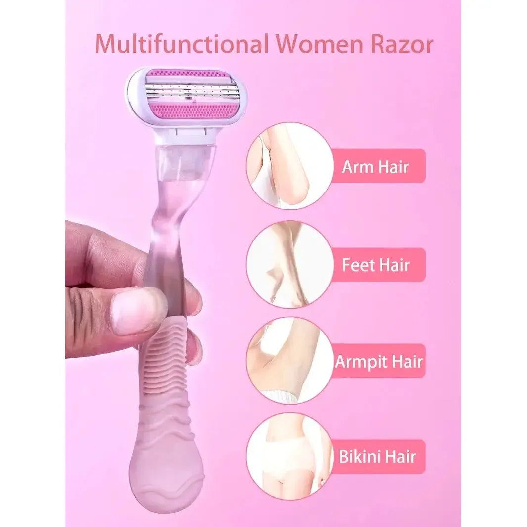 ( 1 Handle + 8 Blades ) Women Safety Razor Blades Face/ Leg/ Armpit/ Bikini Beauty Hair Removal Shaving Compatible Venus Shaver