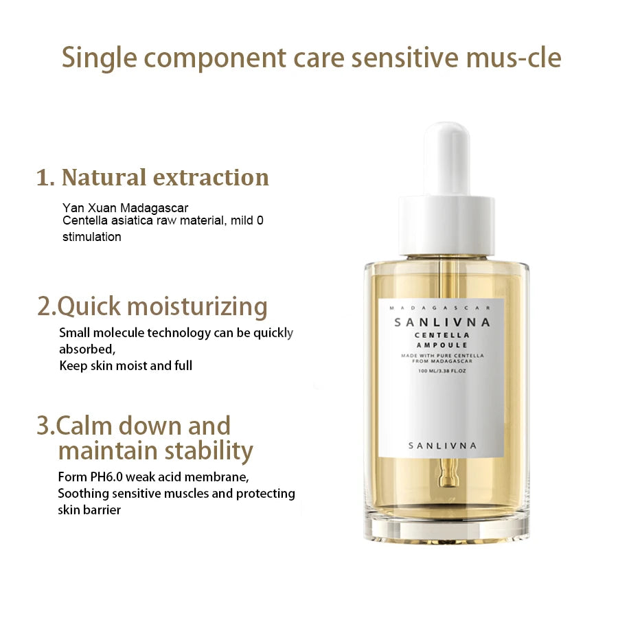 Madagascar Centella Asiatica Ampoule Facial Serum , Prone and Sensitive Skin Moisturizing Skin Firming Korean Glass Skin car